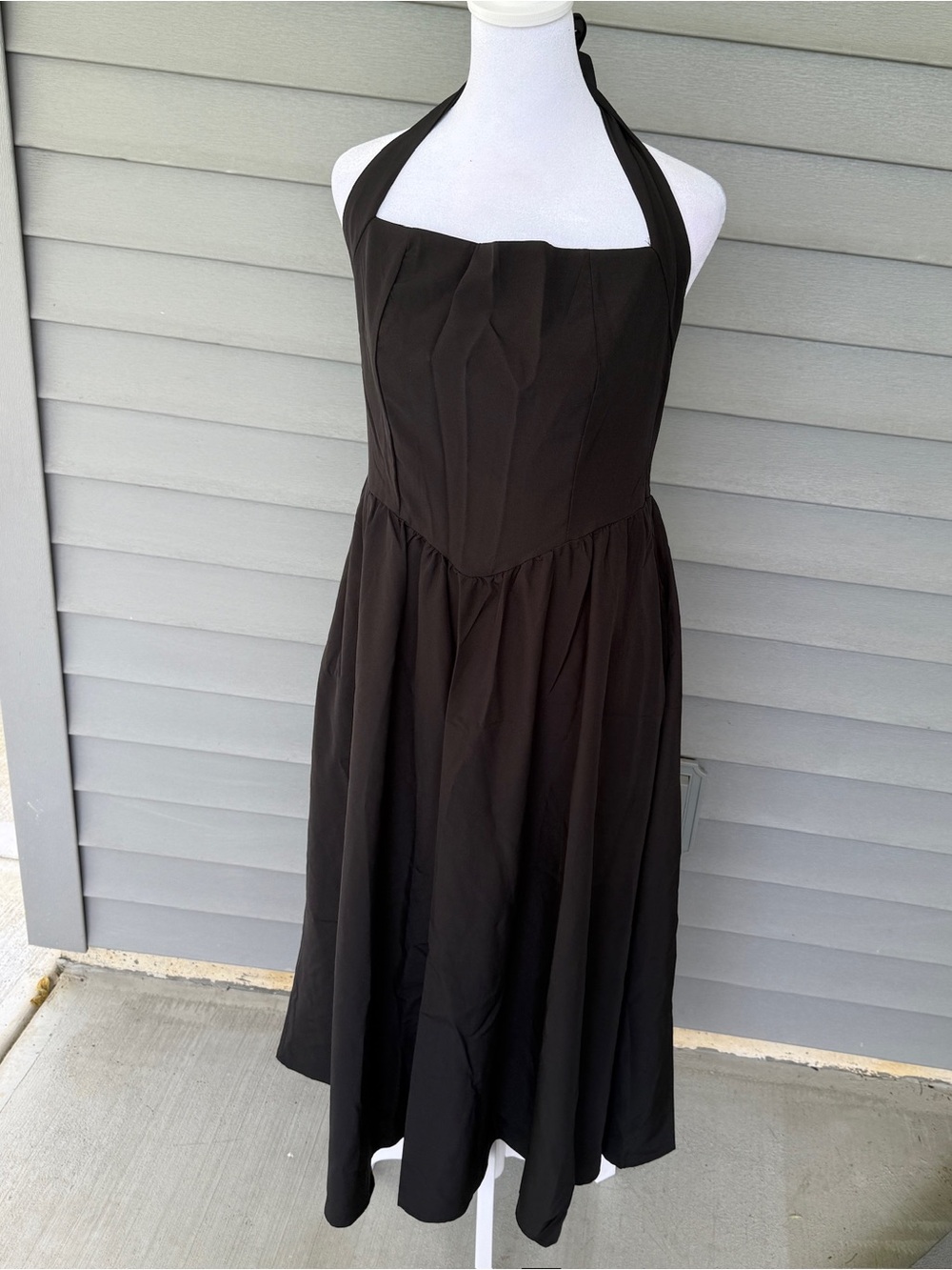 NWOT Black Halter Backless Maxi Dress XL Elegant Party Dress Wedding Guest Summe